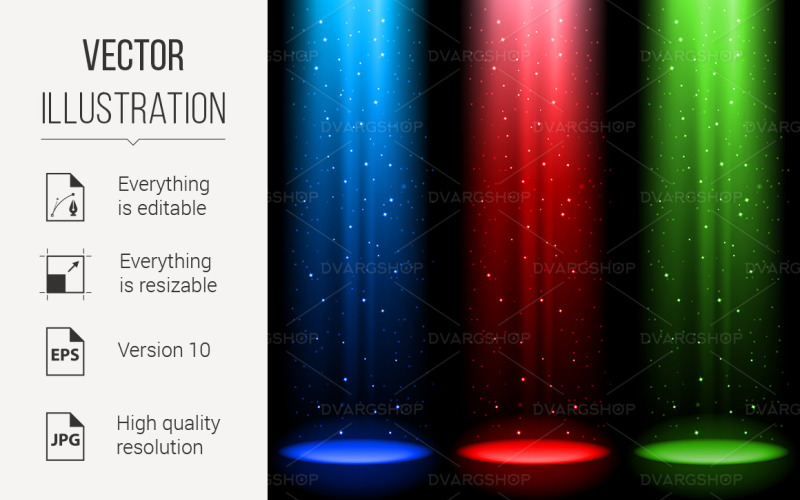Three RGB Shafts of Light - Vector Image Vector Graphic
