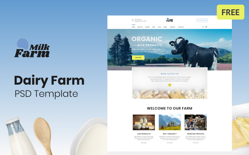 Milk Farm - Dairy Farm Free PSD Template