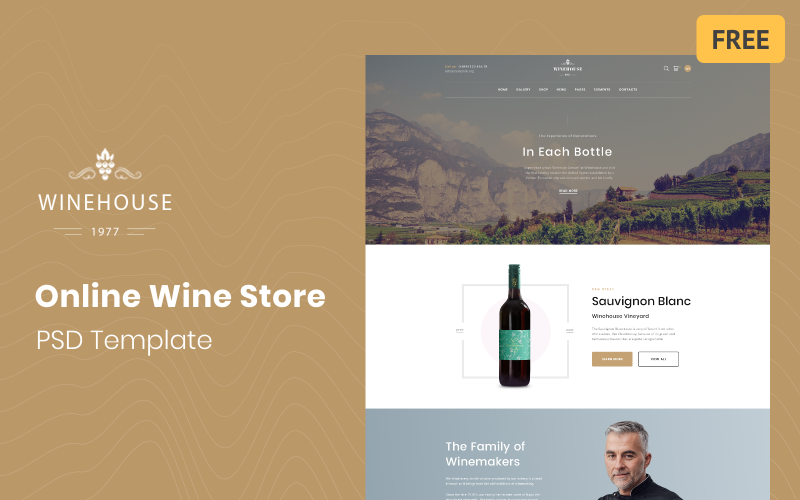 Winehouse - Online Wine Store Free PSD Template