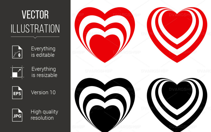 Abstract Valentine Heart Set, Love Symbol - Vector Image Vector Graphic