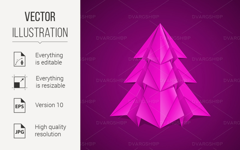 Cardboard Christmas Tree - Vector Image Vector Graphic