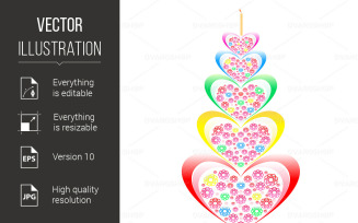 Flowers in the Form of a Hearts - Vector Image