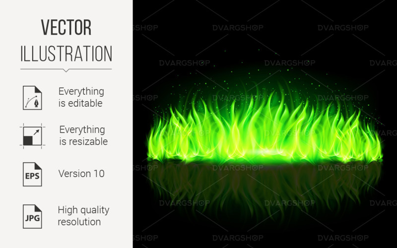 Green Wall of Fire - Vector Image Vector Graphic