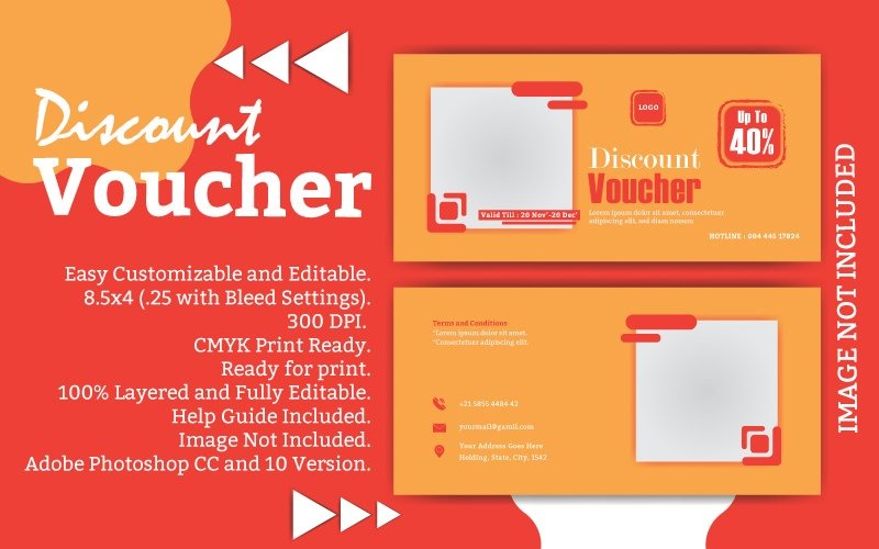 Restaurant Gift Voucher Template - Vector Image Vector Graphic