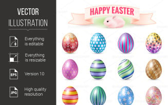 Set of Easter Eggs - Vector Image