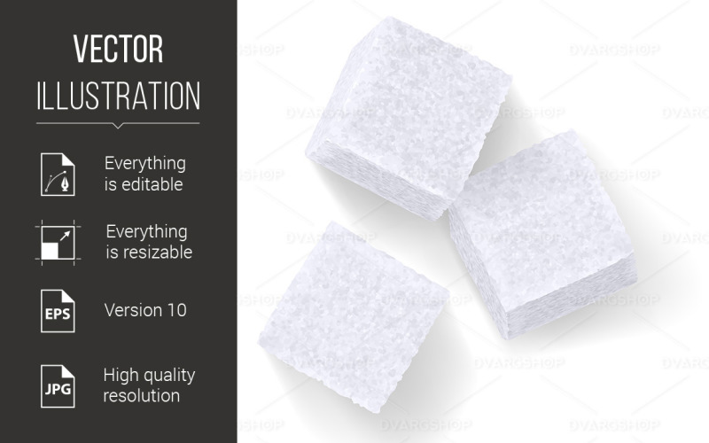 White Sugar Cubes - Vector Image Vector Graphic