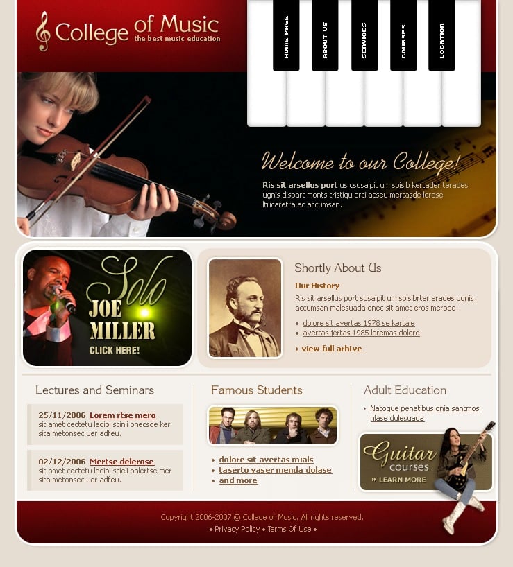 Music School Website Template 11742