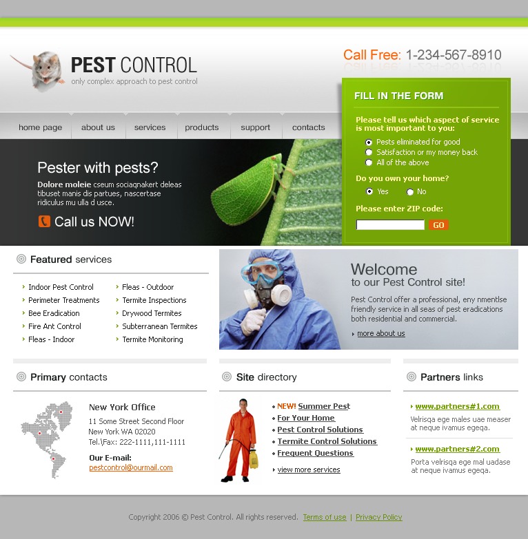 Pest Control Website Template #11774
