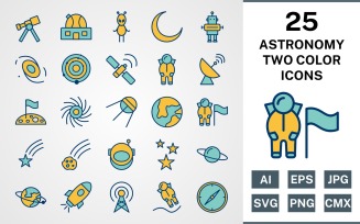 25 ASTRONOMY FILLED TWO COLORS PACK Icon Set