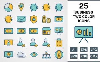 25 BUSINESS FILLED TWO COLORS PACK Icon Set
