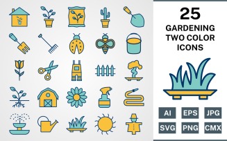 25 GARDENING FILLED TWO COLORS PACK Icon Set