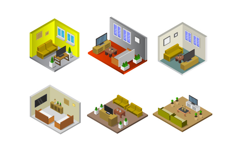 Isometric Lounge Room Set - Vector Image Vector Graphic