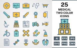 25 MEDICAL FILLED TWO COLORS PACK Icon Set