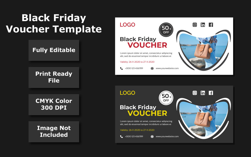 Black Friday Discount Voucher Template - Vector Image Vector Graphic