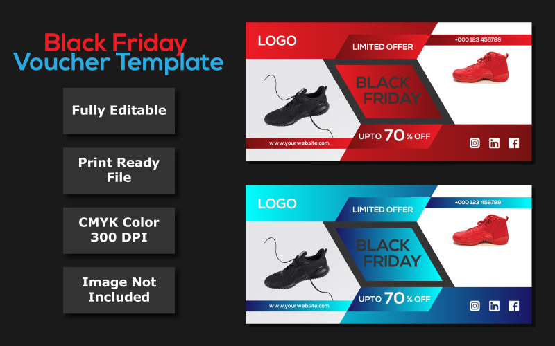 Black Friday Discount Voucher Template - Vector Image Vector Graphic