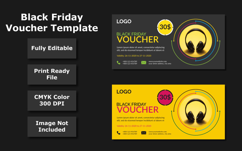 Black Friday Discount Voucher Template - Vector Image Vector Graphic