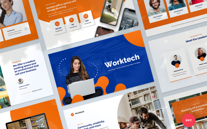 Coworking and Creative Space Presentation PowerPoint template PowerPoint Template