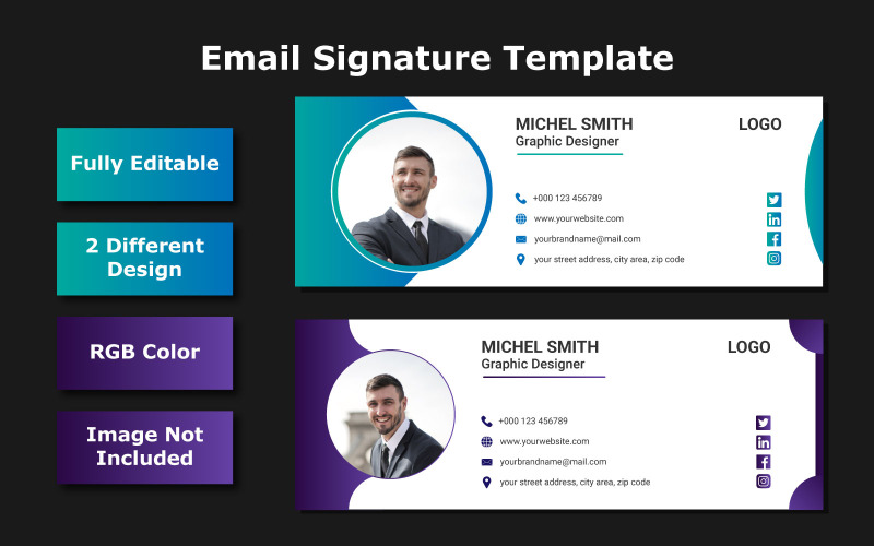 Email Signature Template - Vector Image Vector Graphic