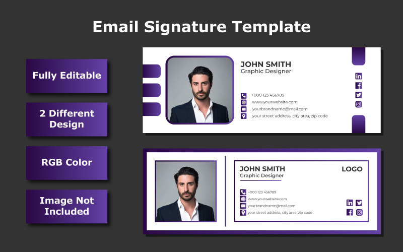 Email Signature Template - Vector Image Vector Graphic