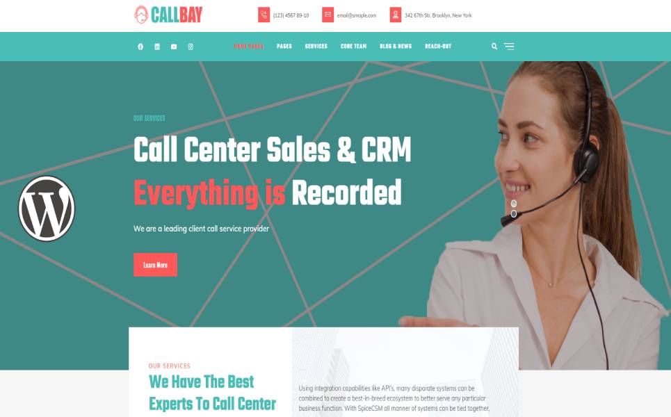 "Callbay - Call Center" Responsive WordPress thema №117215