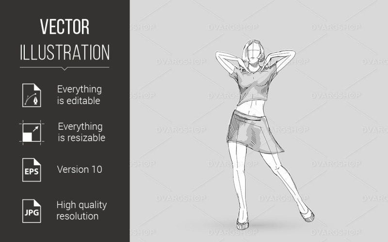 Dancing Girl - Vector Image Vector Graphic
