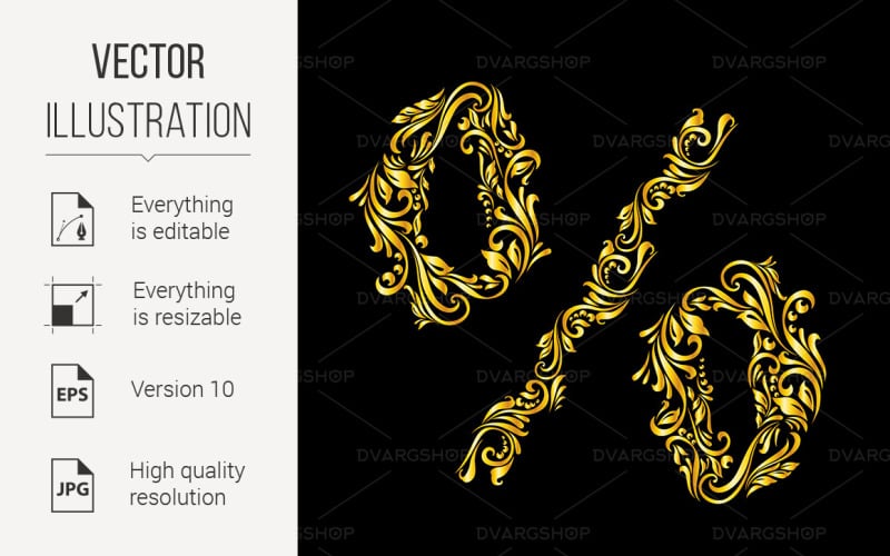 Decorated Percent Sign - Vector Image Vector Graphic