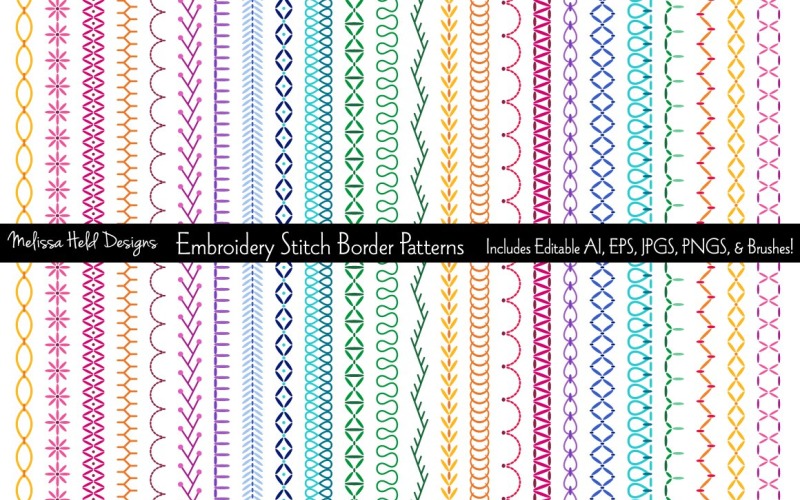 Embroidery Stitch Vector Border Pattern