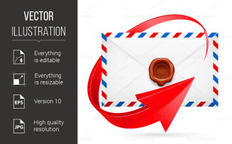 Envelope With Stamp and Arrow Around - Vector Image