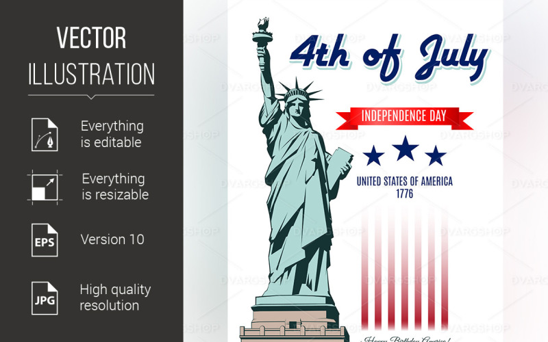 Independence Day Statue of Liberty - Vector Image Vector Graphic