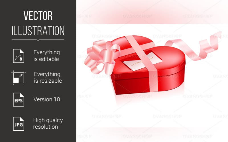 Red Box in Heart Shape - Vector Image Vector Graphic