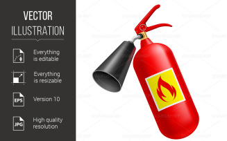 Red Fire-Extinguisher Isolated on White Background - Vector Image