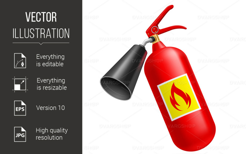 Red Fire-Extinguisher Isolated on White Background - Vector Image Vector Graphic