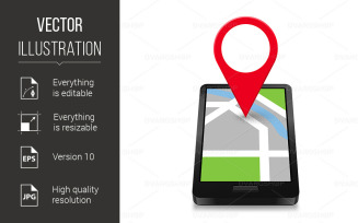 Smartphone Navigation - Vector Image
