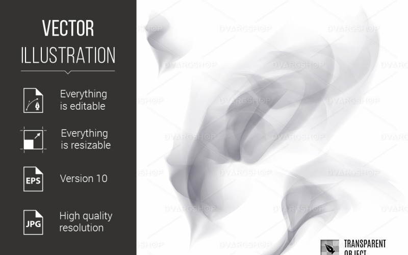 Smoke Transparent Texture on White - Vector Image Vector Graphic