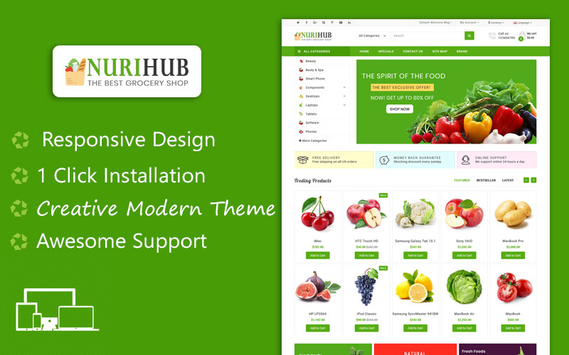 Template OpenCart Responsive #117214 "NuriHub Organic & Grocery Responsive Theme"