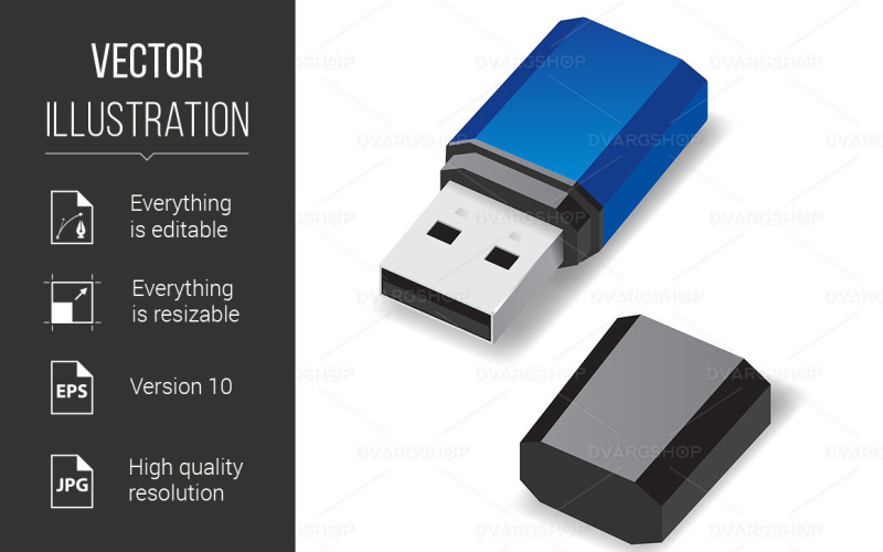 USB Flash Drive - Vector Image Vector Graphic
