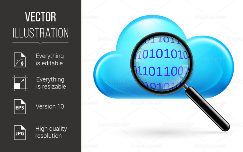 Clouds Digital Search - Vector Image Vector Graphic