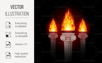 Columns With Fire - Vector Image
