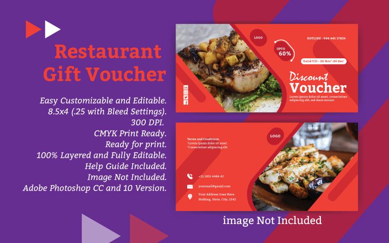 Restaurant Gift Voucher - Vector Image Vector Graphic