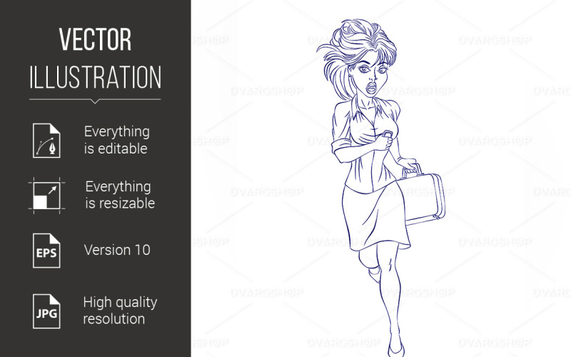 Silhouette Graphic of Running Business Woman - Vector Image Vector Graphic