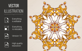 Floral Pattern in Golden Shades - Vector Image