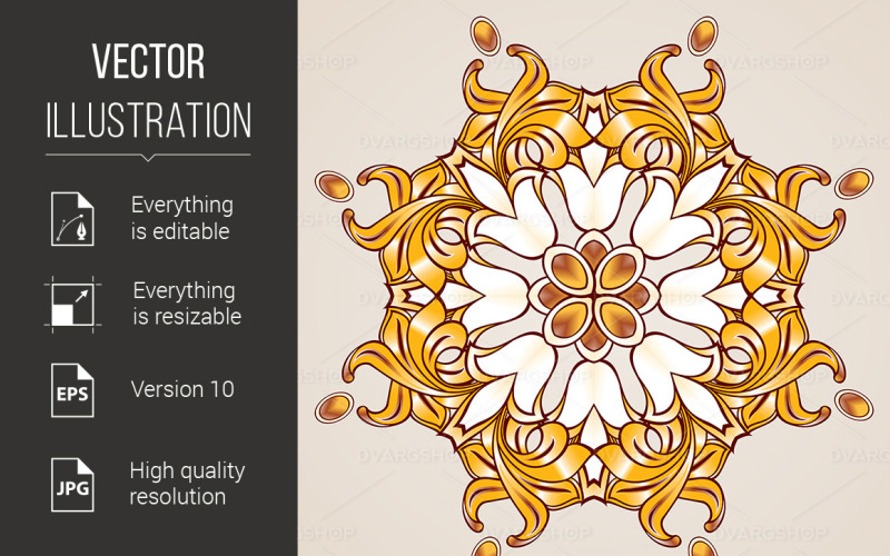 Floral Pattern in Golden Shades - Vector Image Vector Graphic