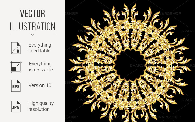 Golden Flower Pattern - Vector Image Vector Graphic