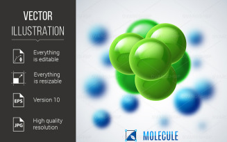 Green and Blue Molecular Structure - Vector Image