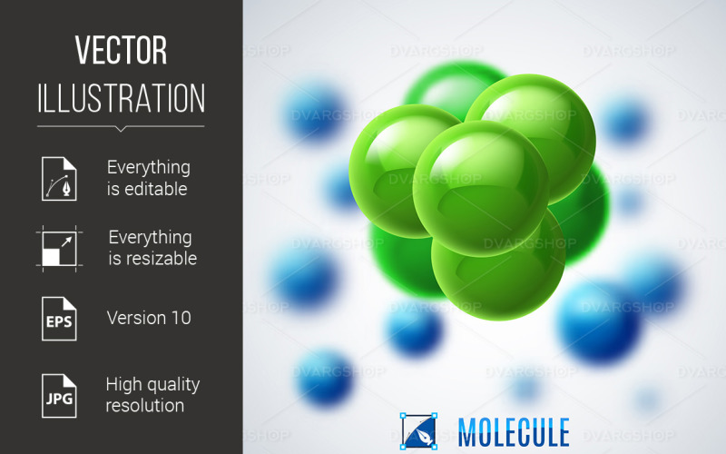 Green and Blue Molecular Structure - Vector Image Vector Graphic
