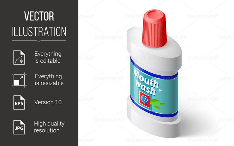 Isometric Bottle of Mouthwash - Vector Image Vector Graphic