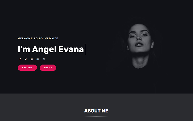 "Evana - Personal Portfolio" modèle de page d'atterrissage adaptatif #117589