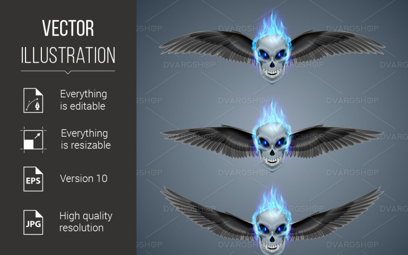 Flaming Mutant Skull - Vector Image Vector Graphic