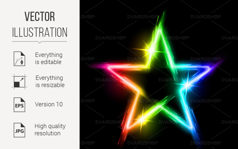 Neon Star - Vector Image Vector Graphic