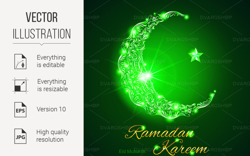 Ramadan Kareem Greeting Card - Vector Image Vector Graphic